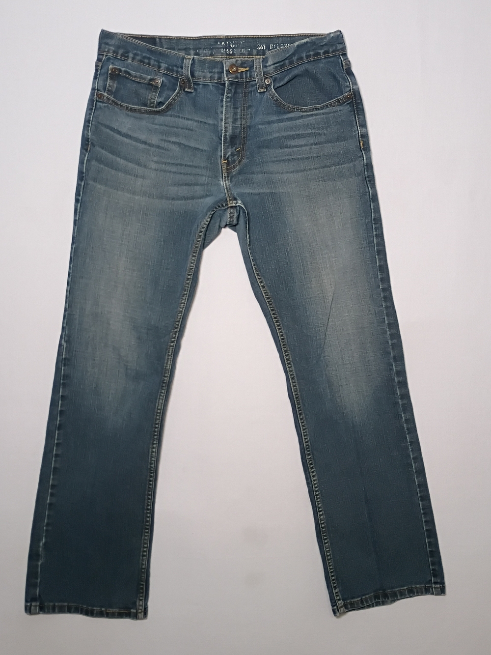 Levi Strauss Signature Mens S61 Relaxed Fit Jeans 32X30 Dark Blue Wash Stretch